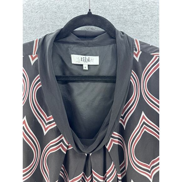Tibi Women's sz 6 Tribal Print 100% Silk Shift Dress Tunic Mini Cap Sleeve Fall - Picture 3 of 10